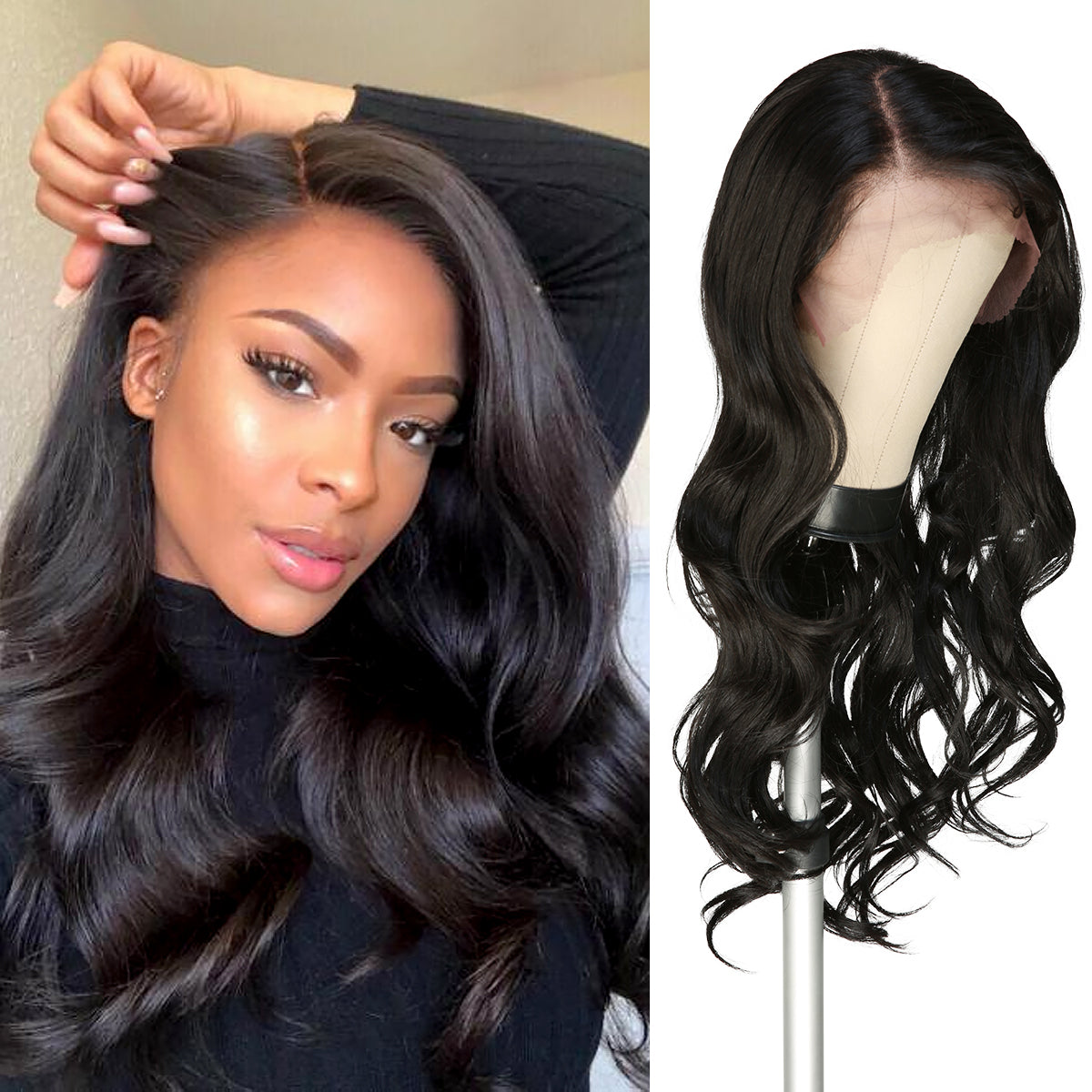 Multi-Parting, 13X6, Human Hair Blend, Frontal Wig, Invisible Lace, Pre-Plucked, Long Loose Curl, Layered Curls,