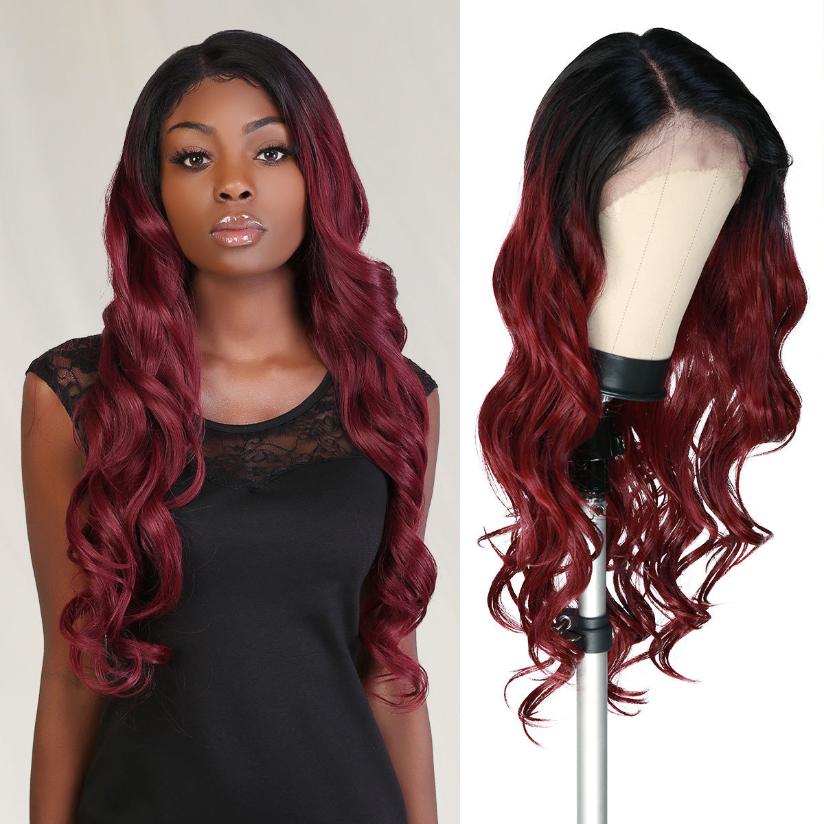 Multi-Parting, 13X6, Human Hair Blend, Frontal Wig, Invisible Lace, Pre-Plucked, Long Loose Curl, Layered Curls,