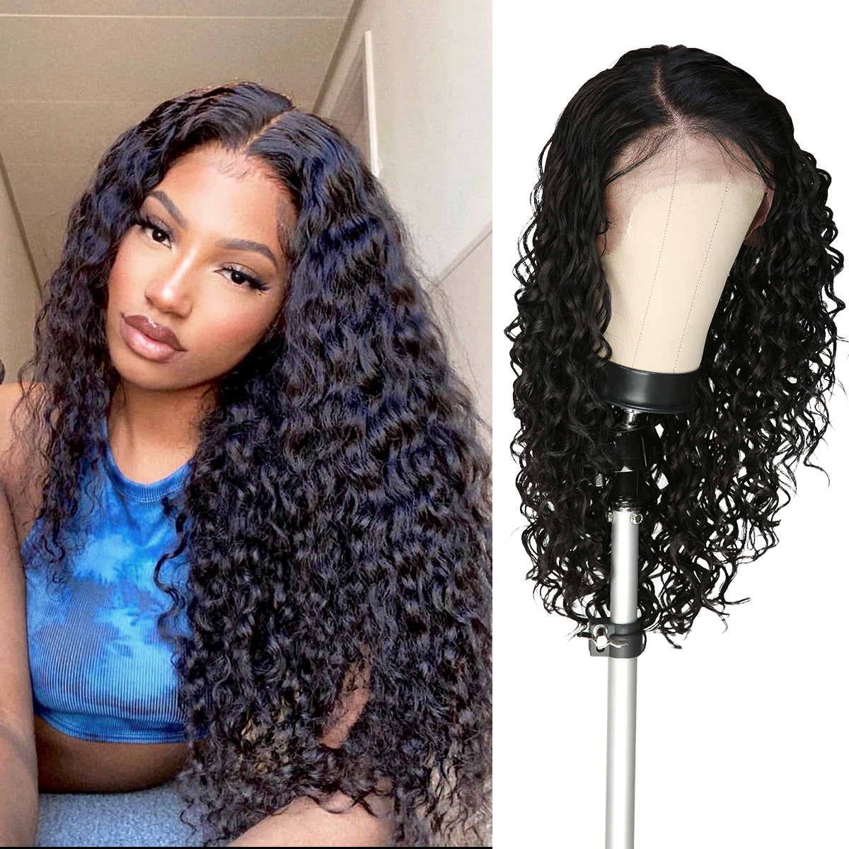 Multi-Parting, 13X6, Human Hair Blend, Frontal Wig, Invisible Lace, Pre-Plucked, Curly Wig, Rodded Curls, Ringlet Curl Pattern, Layered Curly Wig, Volume Wigs,