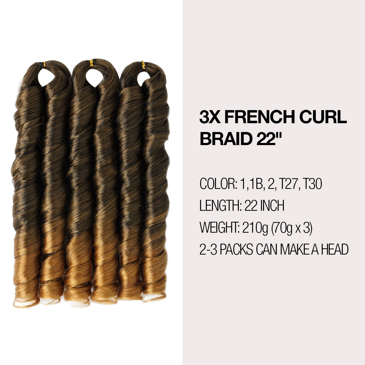 Authentic 3X Value Pack French Curl Braid 22"