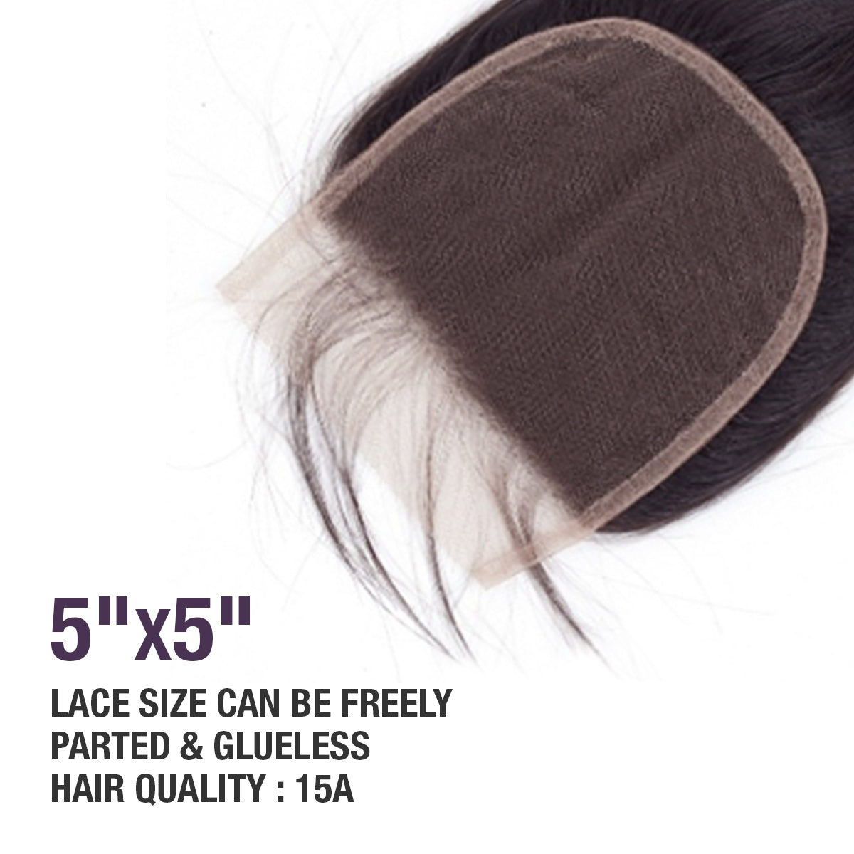UpScale Virgin Human Hair 5x5 Swiss Lace Closure Bone Straight (12"-18")