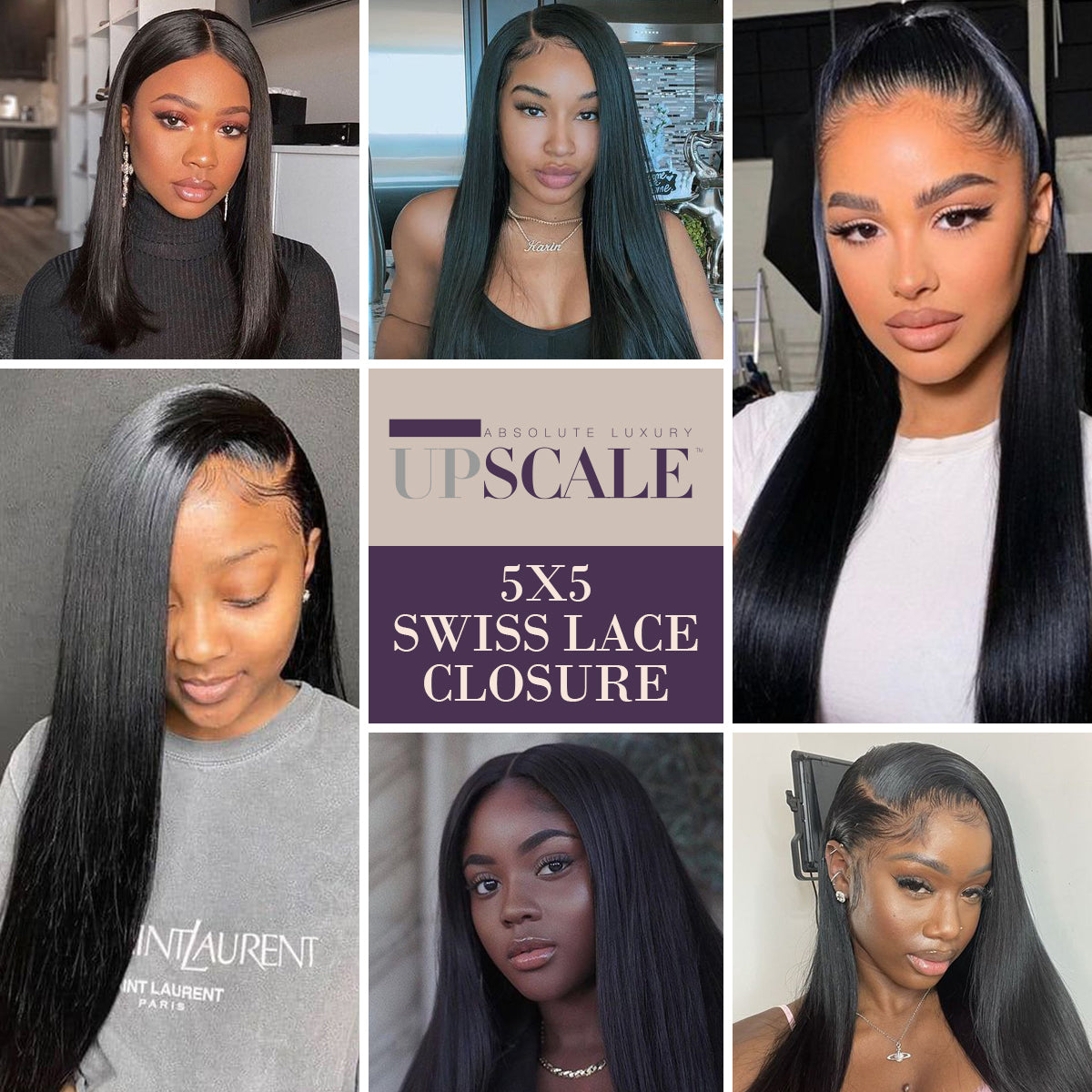 UpScale Virgin Human Hair 5x5 Swiss Lace Closure Bone Straight (12"-18")