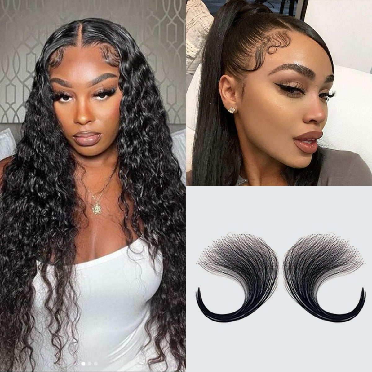 Celebrity 100% Human Hair HD Lace Reusable Fake Baby Hair Edge 2pcs C-Shape