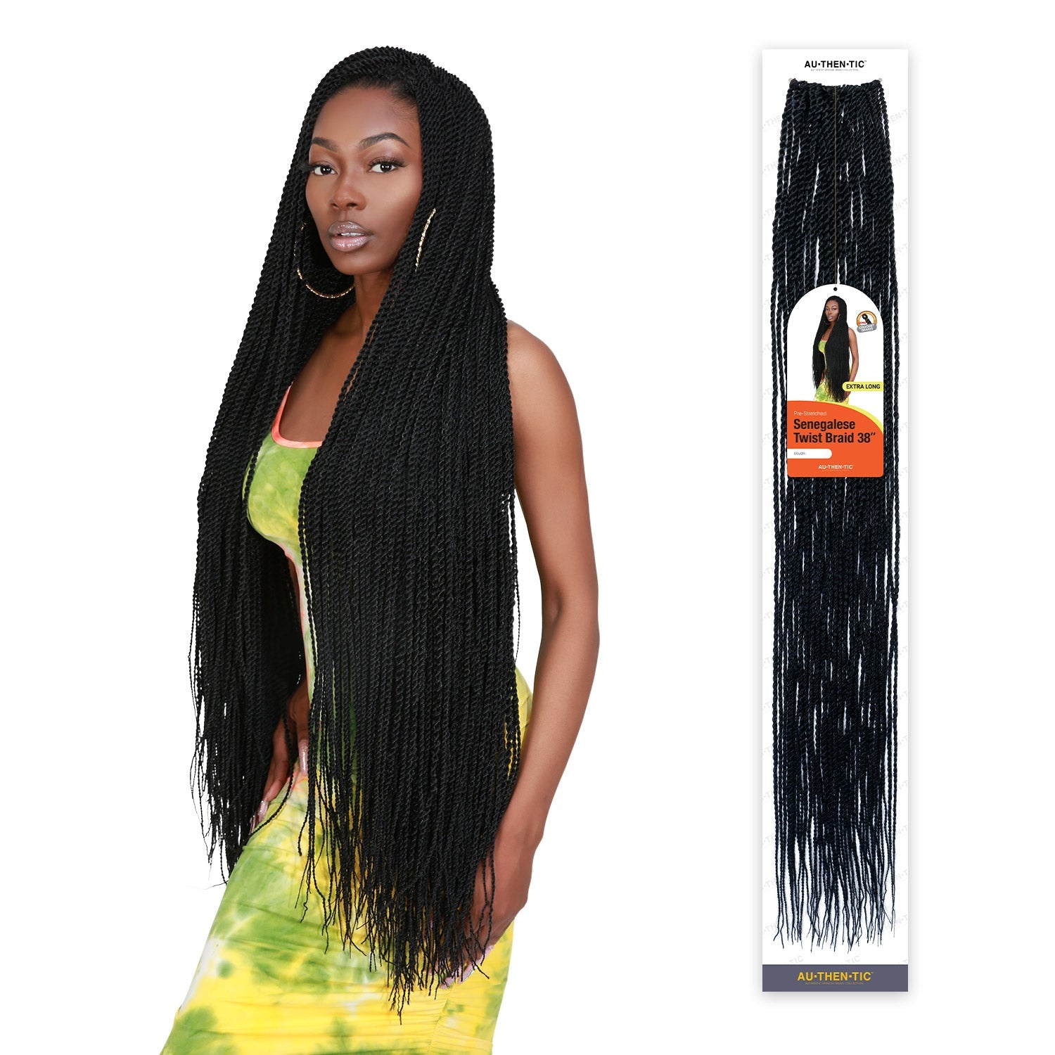 Authentic Synthetic Hair Crochet Braid Pre-Looped Senegalese Twist Braid 38"