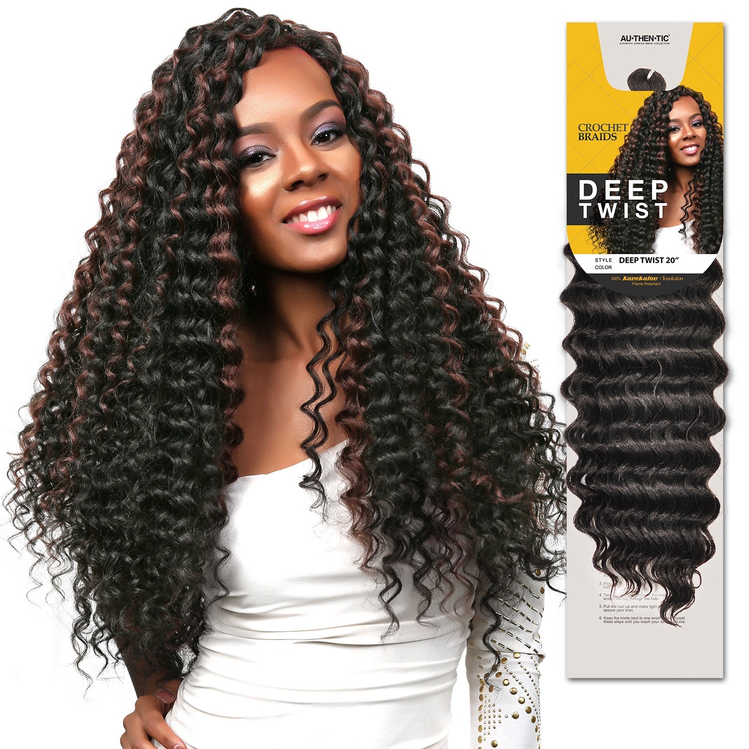 Authentic Synthetic Hair Crochet Braids Deep Twist 20"