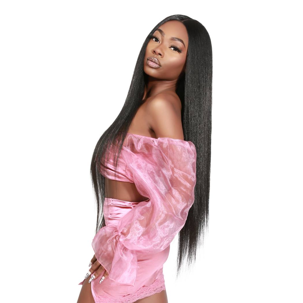 Introducing our 34-inch long waist-length straight lace front wig! Made with heat-resistant synthetic fibers, this wig offers a natural-looking hairline with a deep part design. Perfect for black women, it's easy to wear and style with adjustable straps for a comfortable fit. Shop now for ultimate style and versatility!