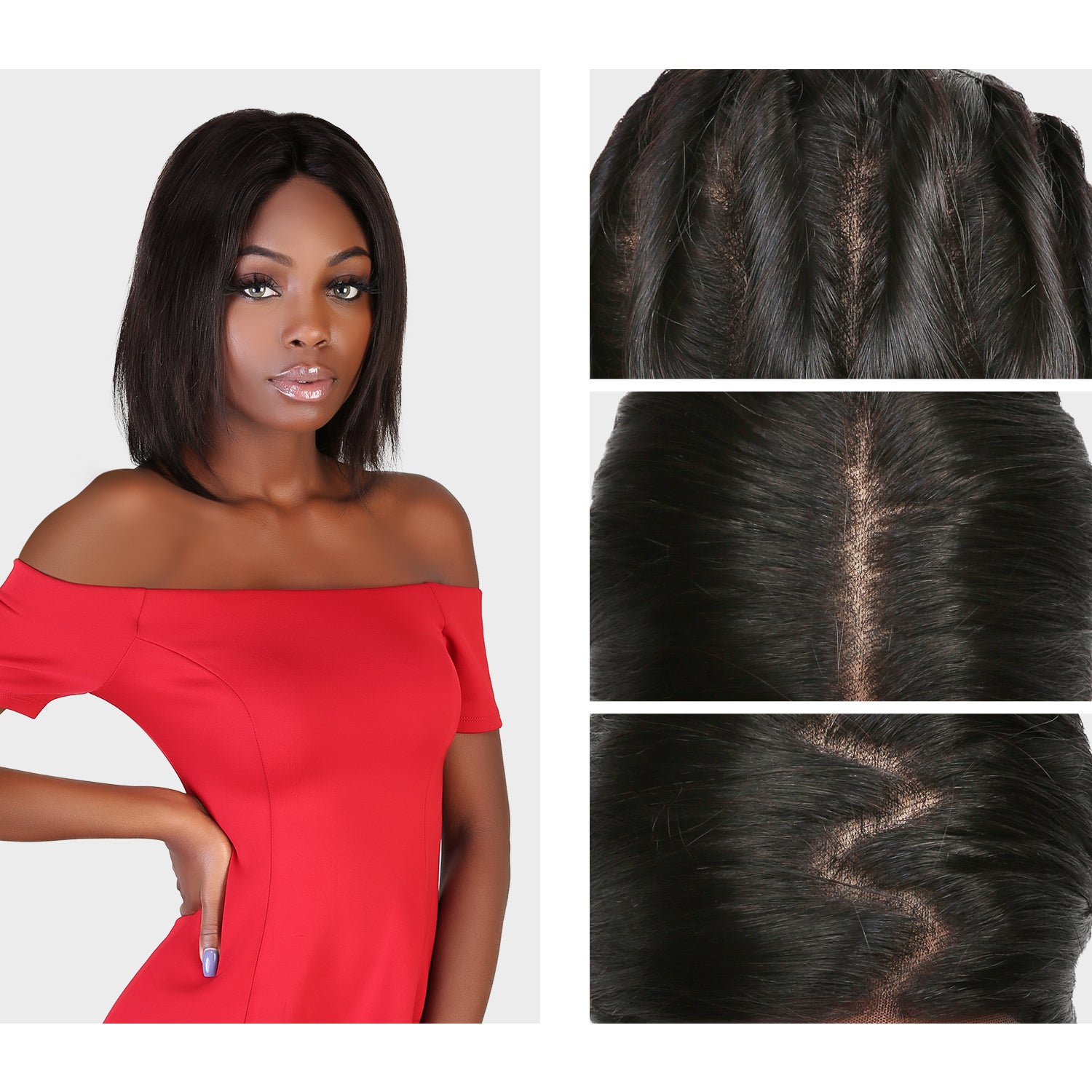 100% Virgin Remi Human Hair Hand Made Full Lace Wig Straight 8"