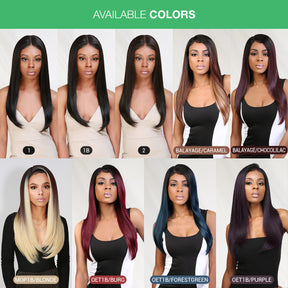 Multi-Parting, 13X6, Human Hair Blend, Frontal Wig, Invisible Lace, Pre-Plucked, Long Straight Wig, 