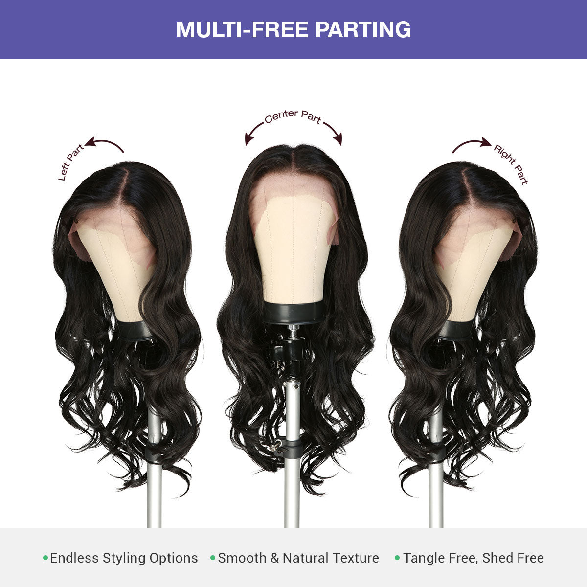 Multi-Parting, 13X6, Human Hair Blend, Frontal Wig, Invisible Lace, Pre-Plucked, Long Loose Curl, Layered Curls,