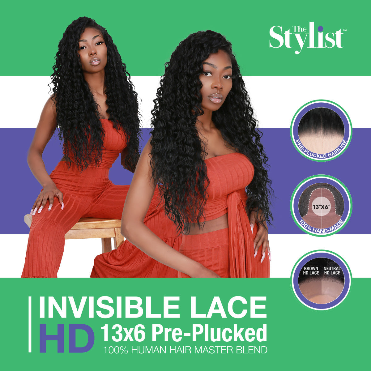 Multi-Parting, 13X6, Human Hair Blend, Frontal Wig, Invisible Lace, Deep Twist, Loose Wave, Pre-Plucked, Curly Wig, 