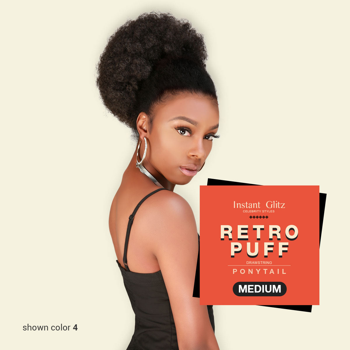 Retro Puff, Afro Pony, Medium Ponytail