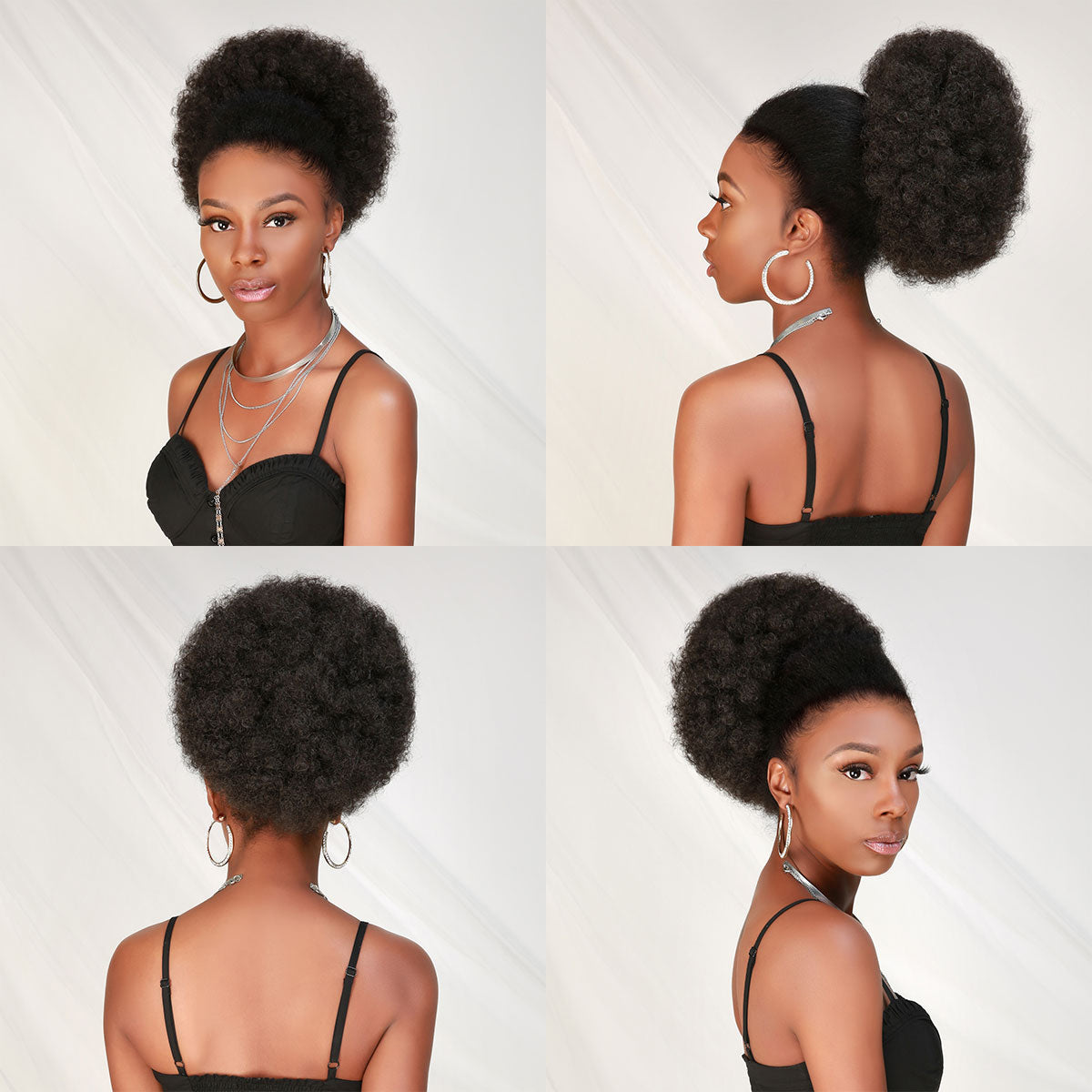Retro Puff, Afro Pony, Medium Ponytail
