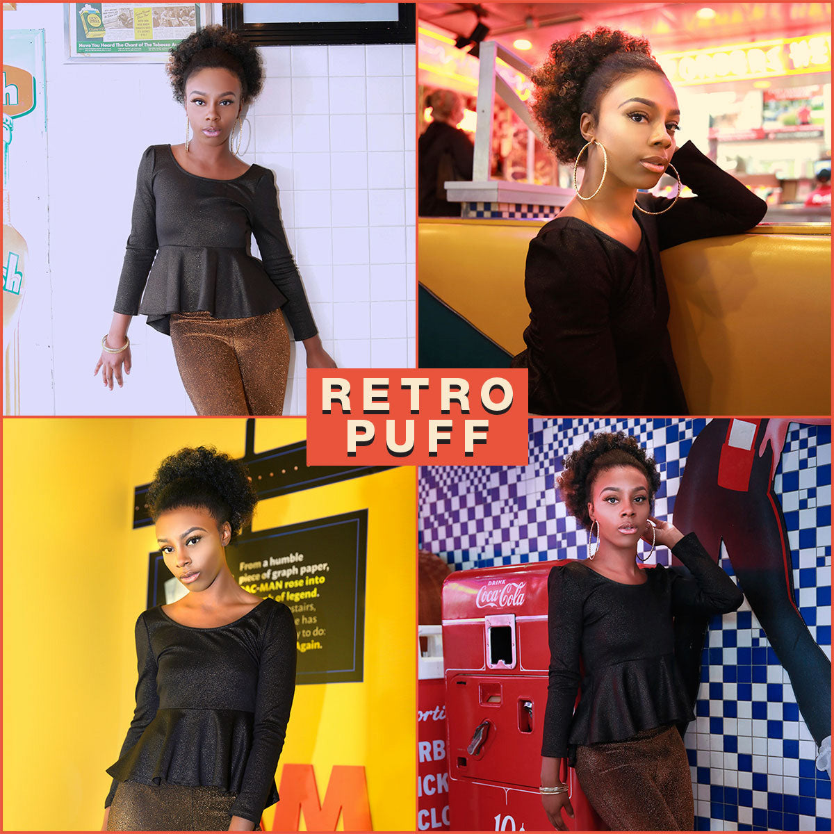 Retro Puff, Afro Pony, Medium Ponytail