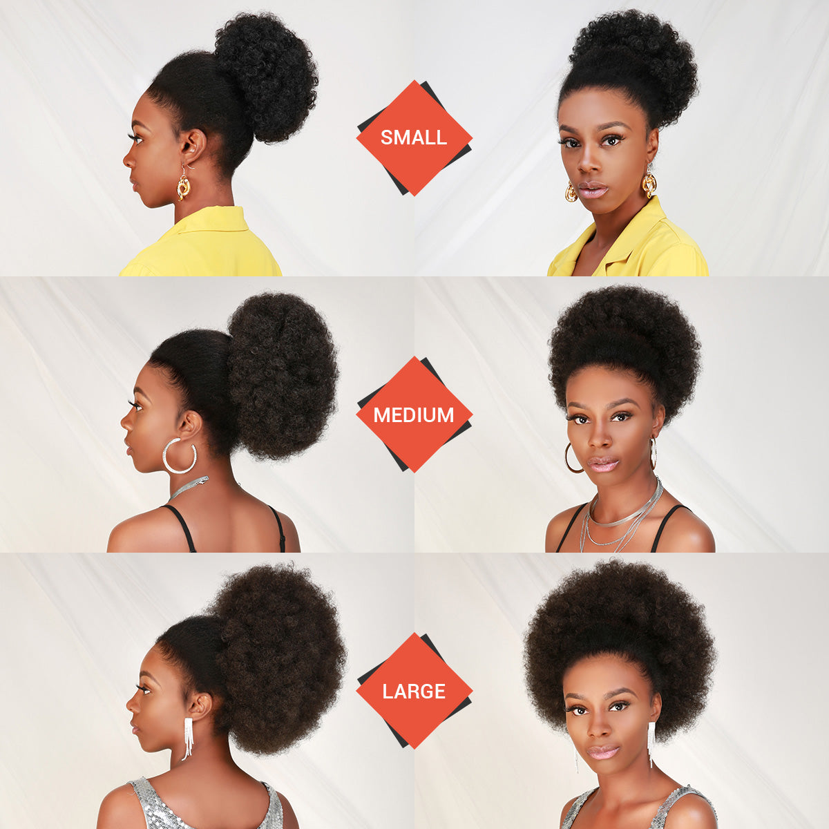 Retro Puff, Afro Pony, Medium Ponytail