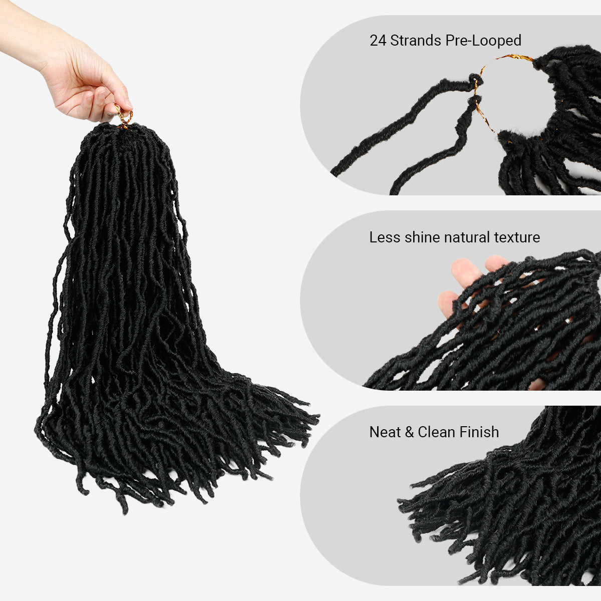Authentic Synthetic Hair Pre-Looped Distressed Locs 22"
