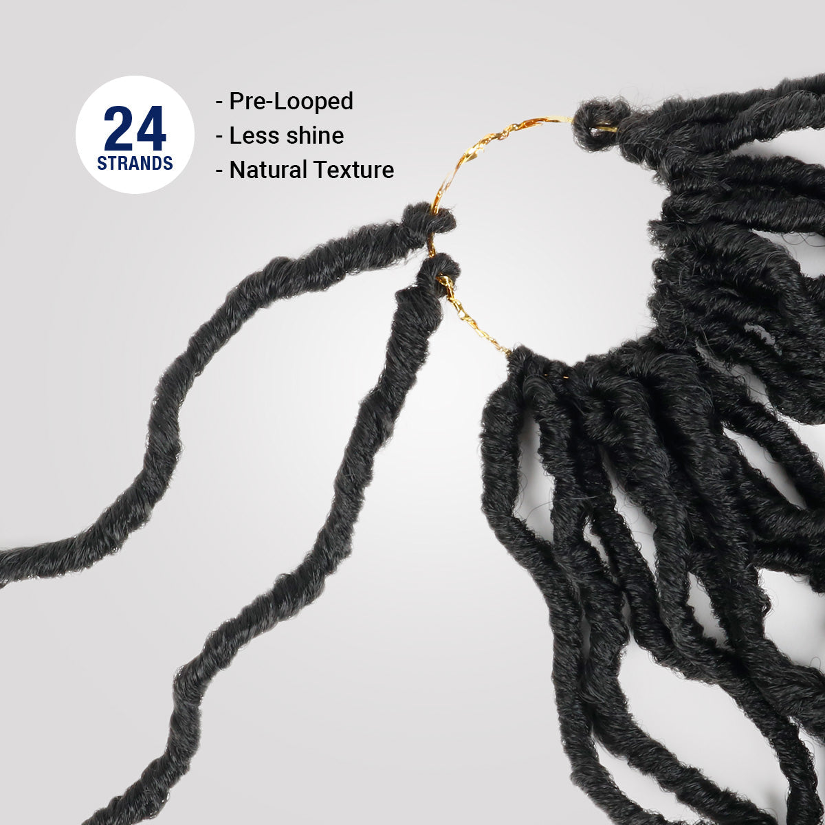 Authentic Synthetic Hair Pre-Looped Distressed Locs Curly Tips 22"