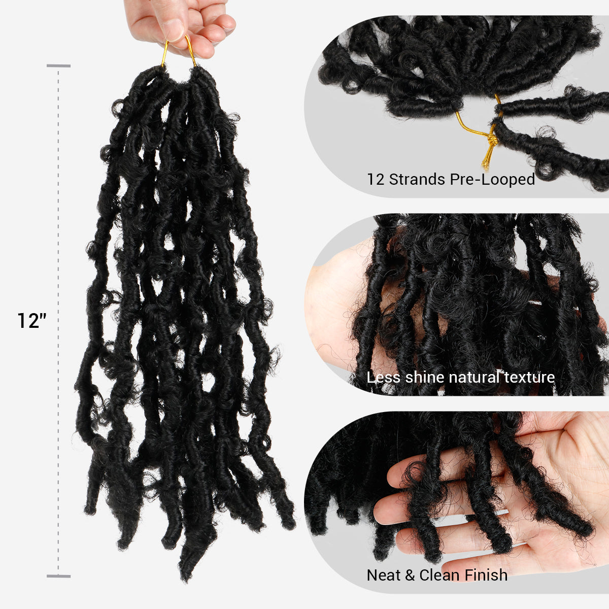 Authentic Synthetic Hair Pre-Looped 6X Value Pack Butterfly Locs 12"