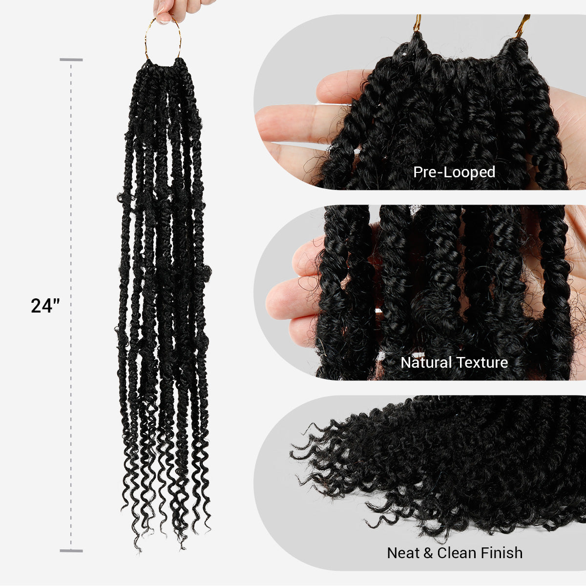 Authentic Synthetic Hair Pre-Looped Distressed Rebel Locs 24"