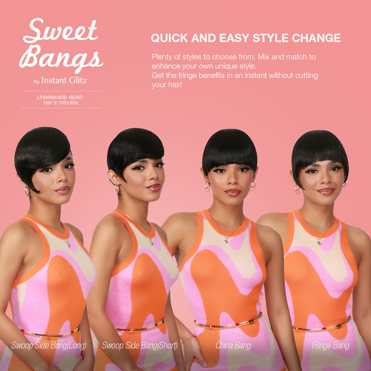 Swoop Side Bang, Curtain Bang, Layered Bang, Hair Piece