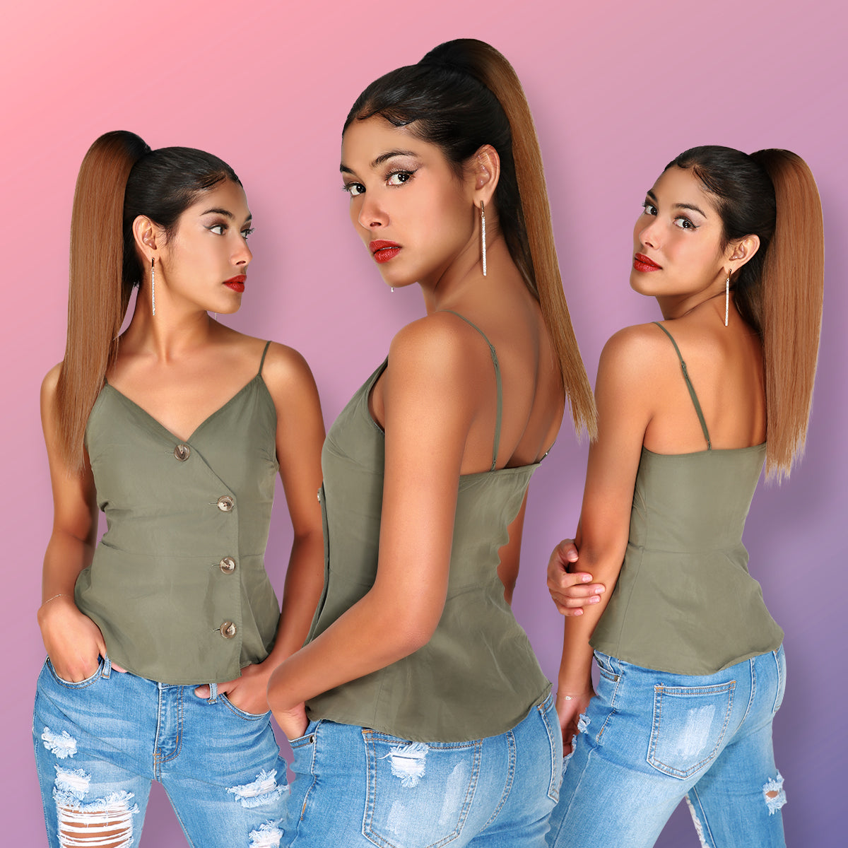 Instant Glitz Synthetic Drawstring Ponytail Straight 18"