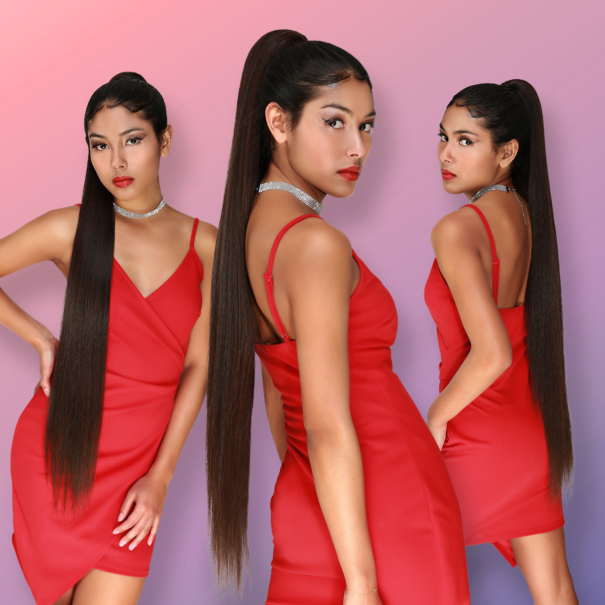 Instant Glitz Synthetic Drawstring Ponytail Straight 36"