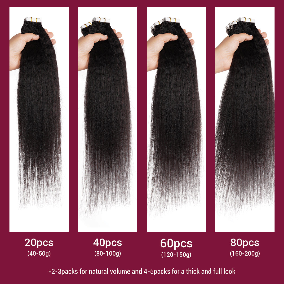 Starlet 100% Virgin Unprocessed Human Hair Tape-In Extension 20Pcs Kinky Straight