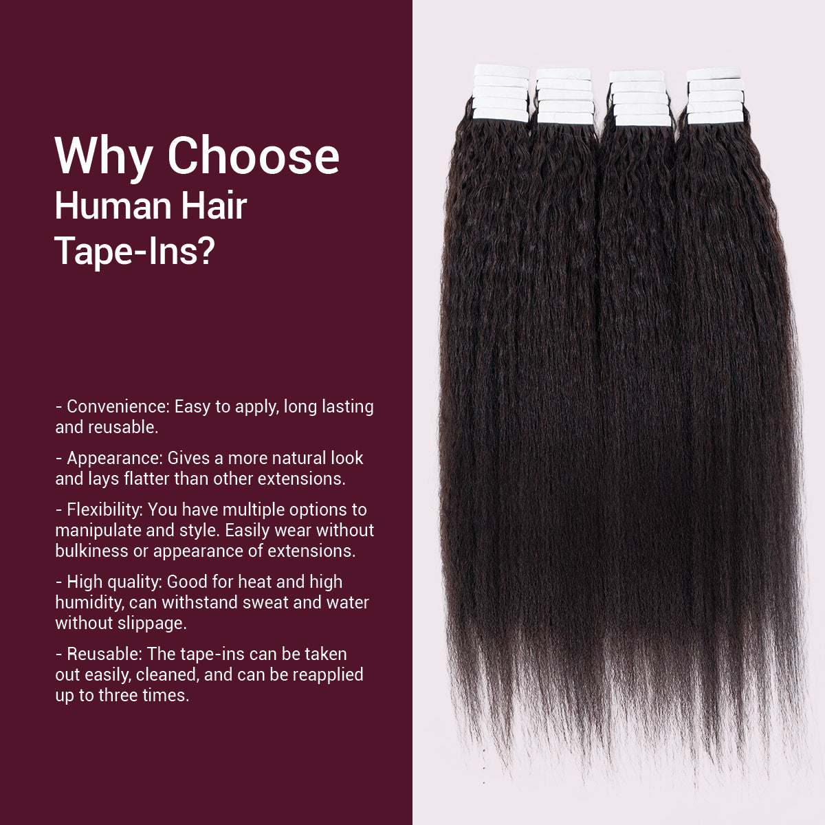 Starlet 100% Virgin Unprocessed Human Hair Tape-In Extension 20Pcs Kinky Straight