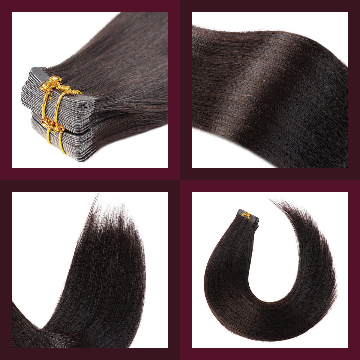 Human Hair, Tape, Yaki, Straight, Natural Texture