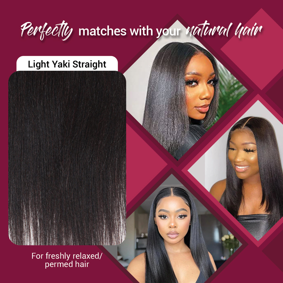 Human Hair, Tape, Yaki, Straight, Natural Texture