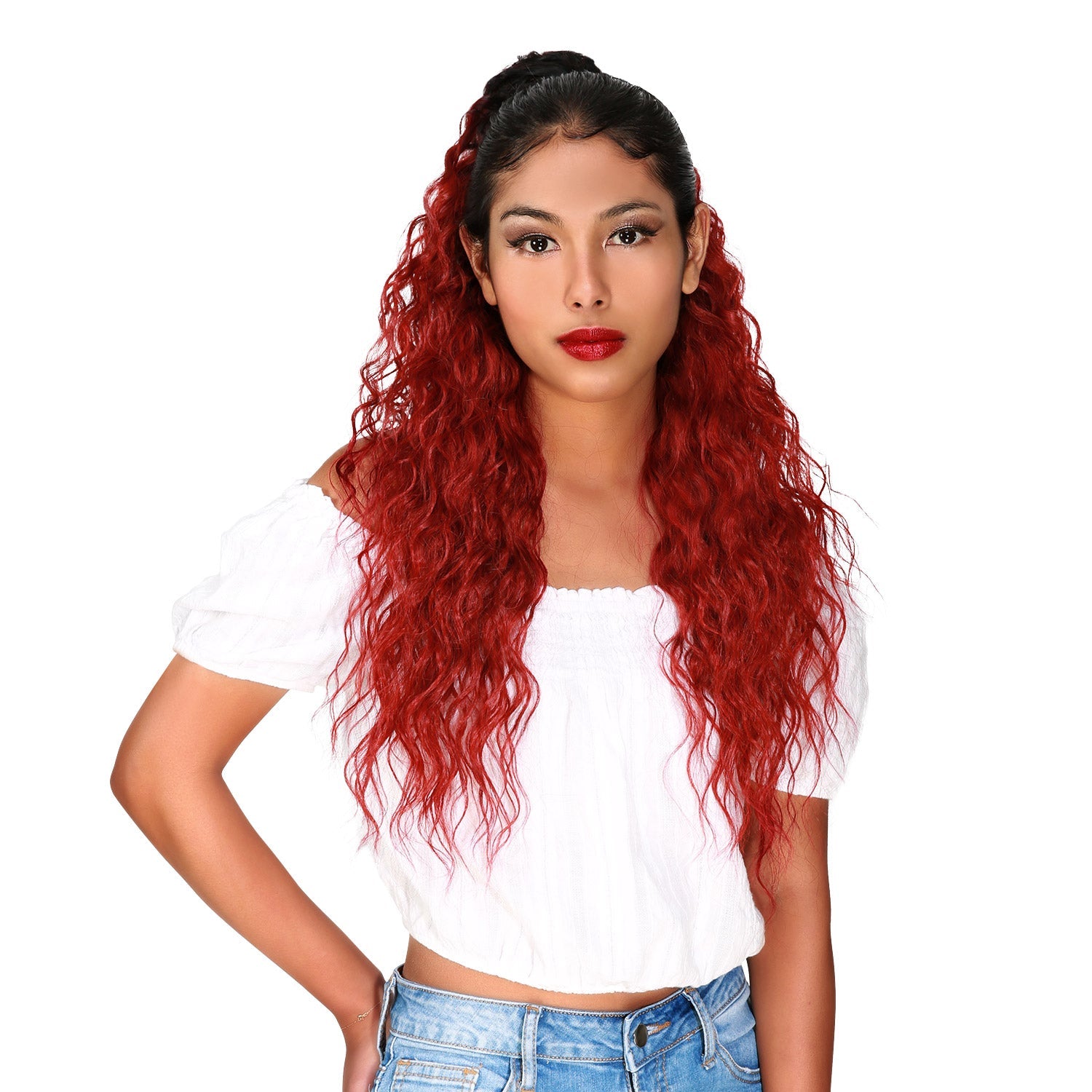 Instant Glitz Synthetic Drawstring Ponytail Crimp Wave 28"