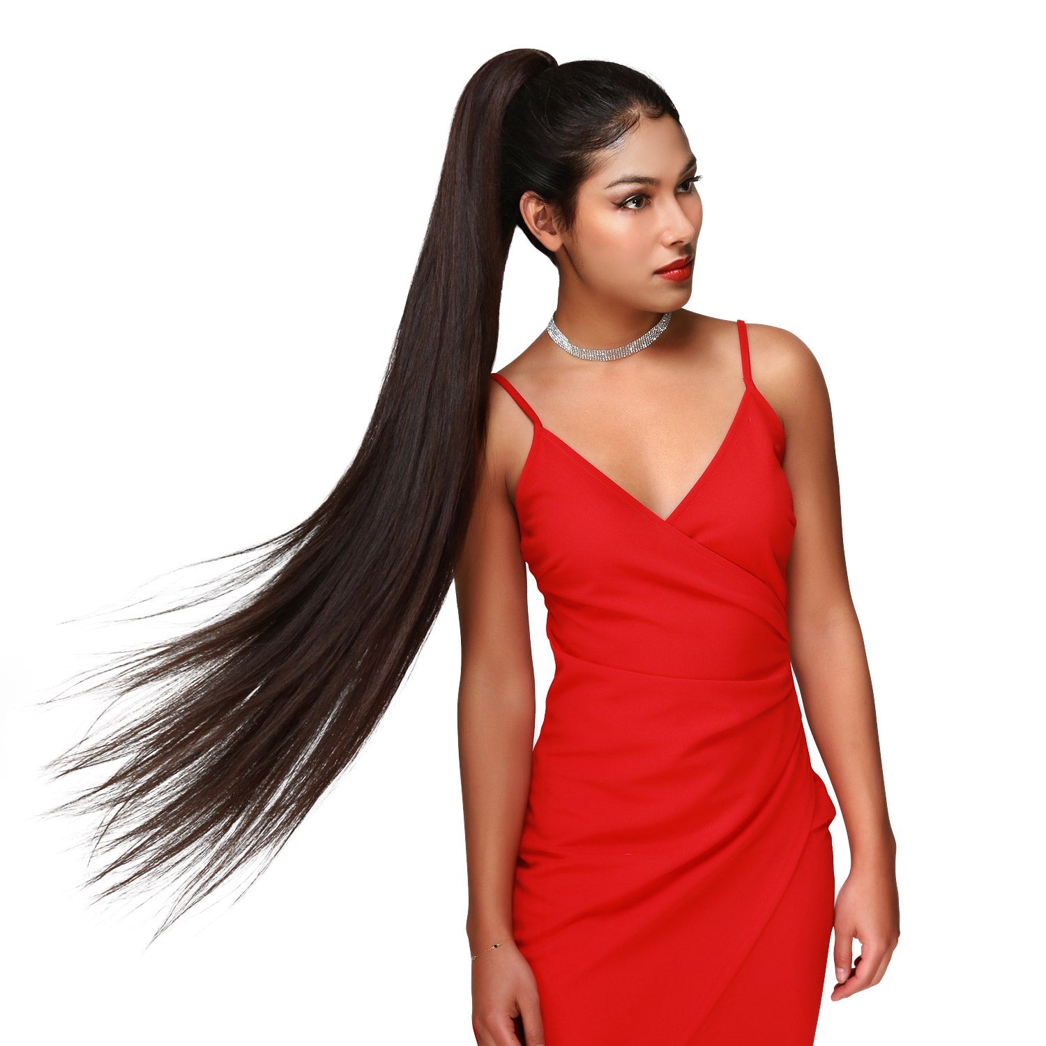 Instant Glitz Synthetic Drawstring Ponytail Straight 36"