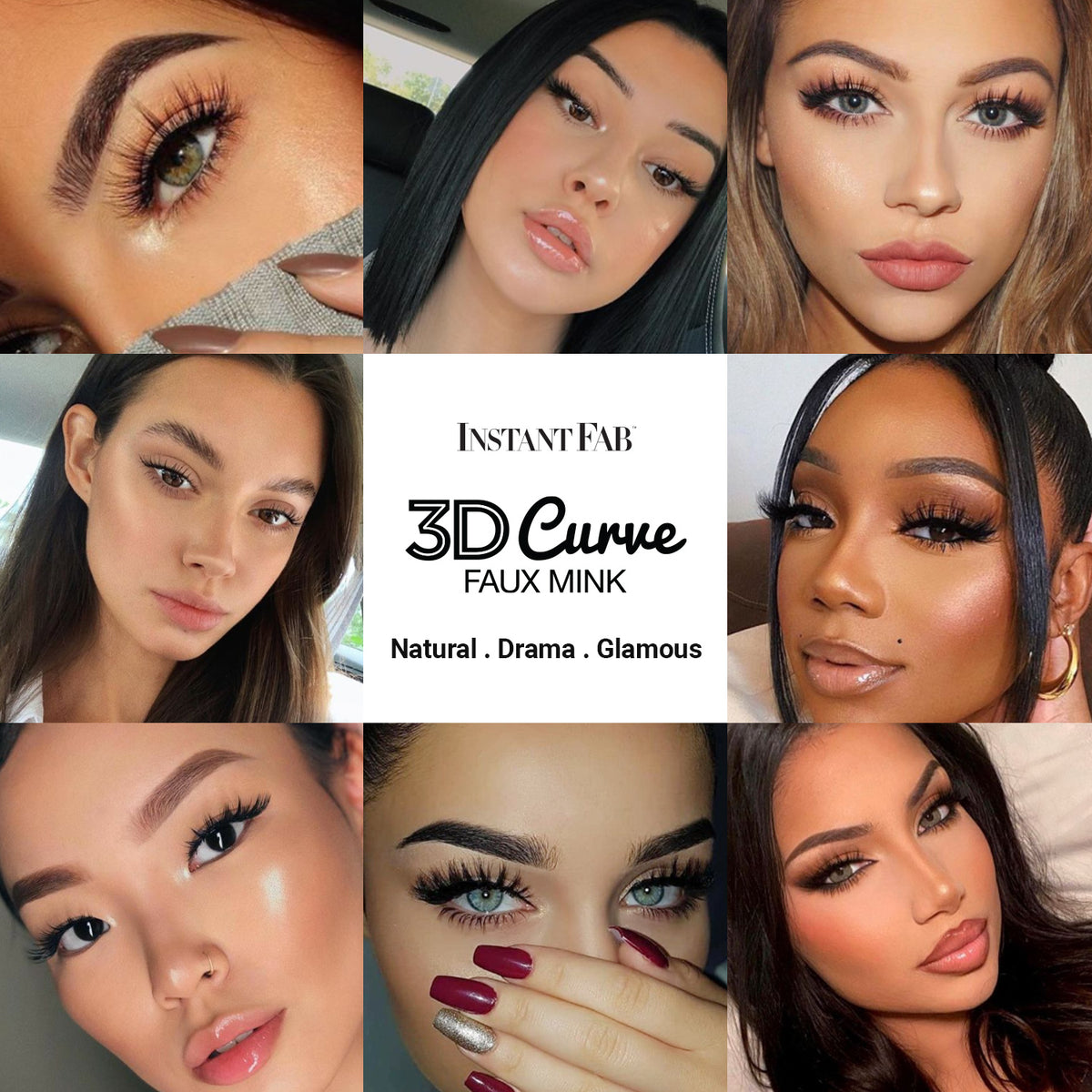 Instant Fab 3D Curve Faux Mink Eyelashes (Natural)