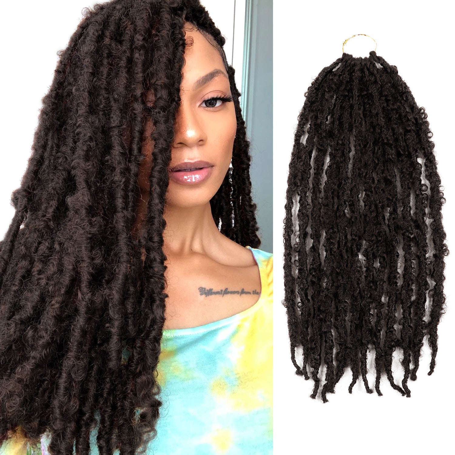 Authentic Synthetic Hair Pre-Looped Natural Butterfly Locs 18"