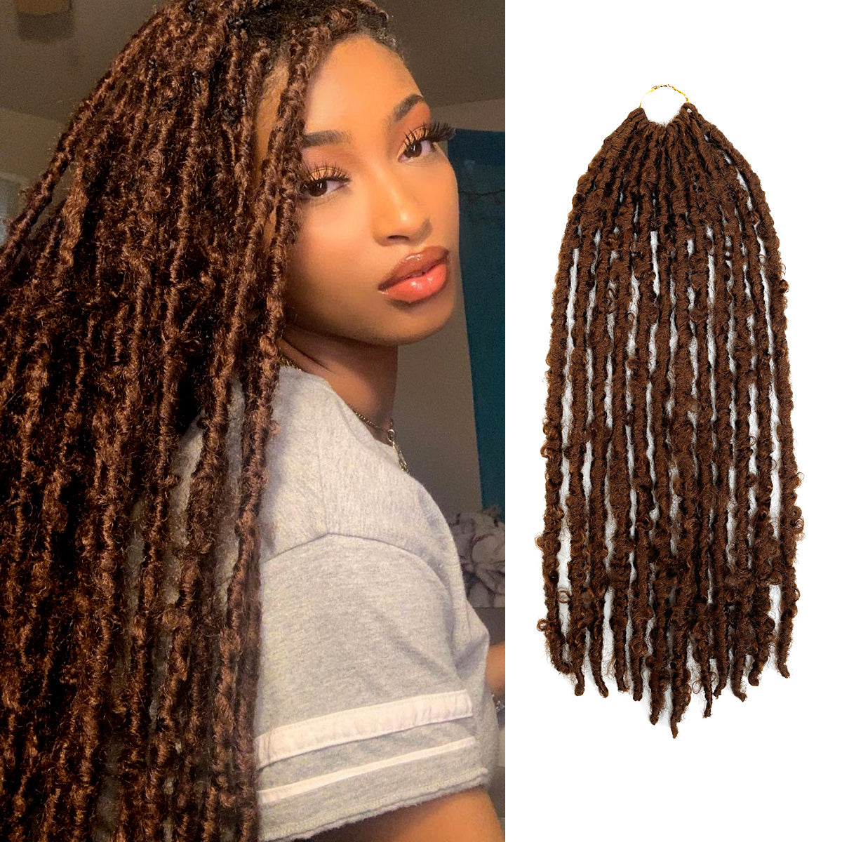 Authentic Synthetic Hair Pre-Looped Natural Butterfly Locs 18"