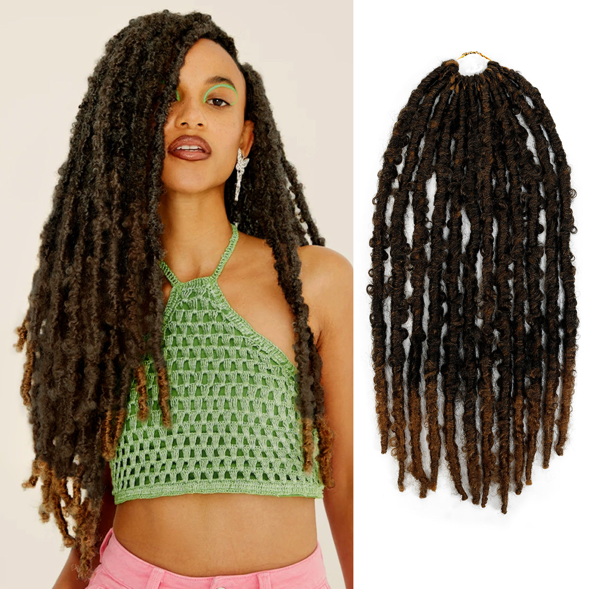 Authentic Synthetic Hair Pre-Looped Natural Butterfly Locs 18"