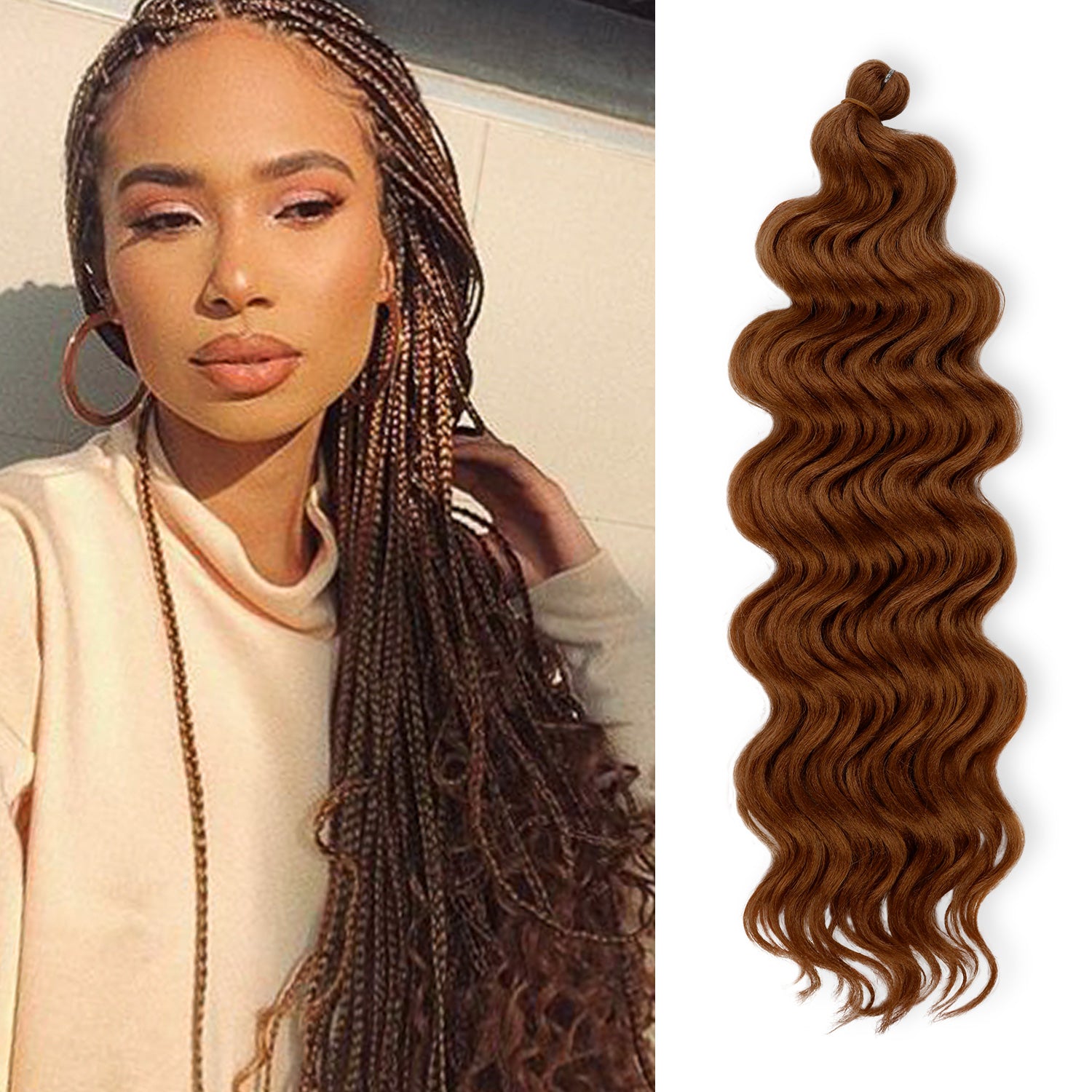 Authentic Synthetic Hair Crochet Braids 6X Value Pack Ocean Wave 20"
