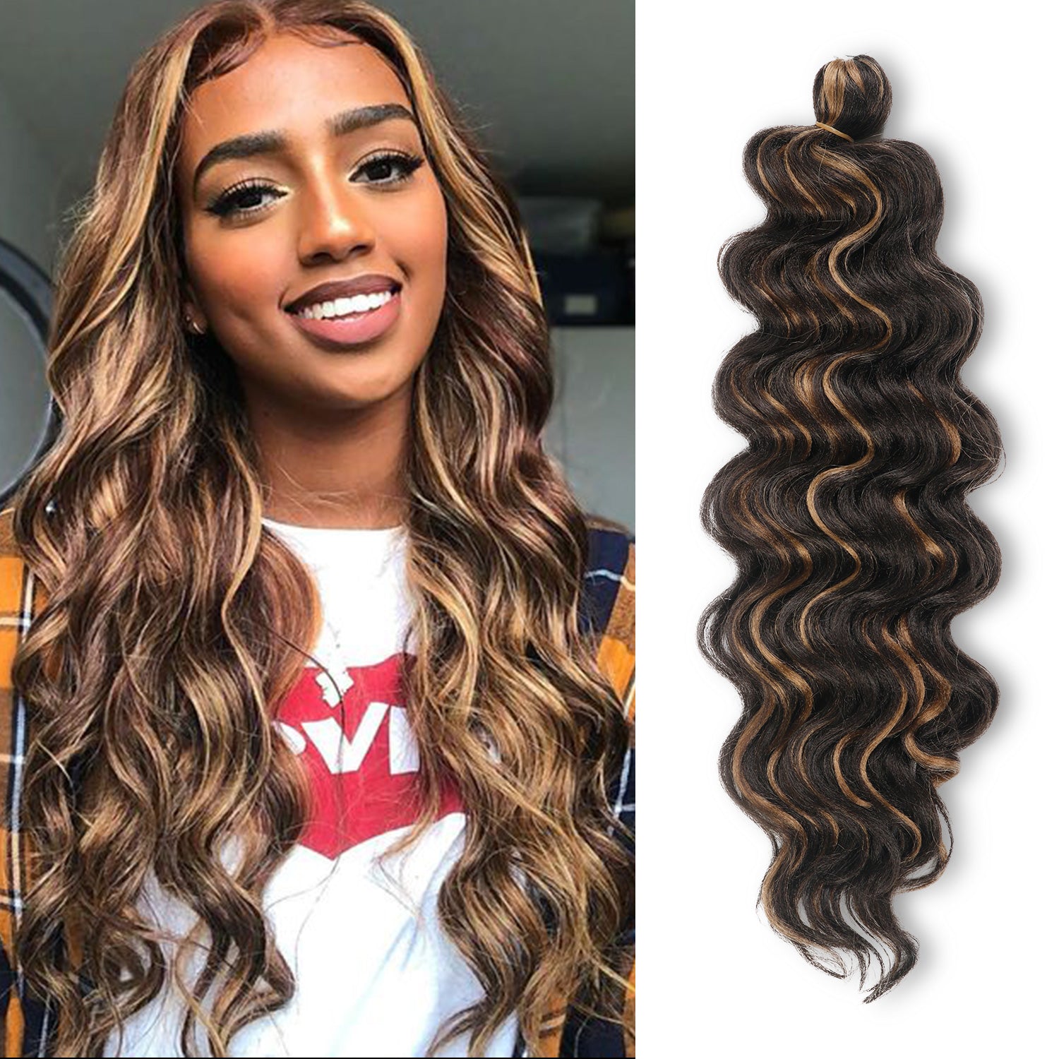Authentic Synthetic Hair Crochet Braids 6X Value Pack Ocean Wave 20"