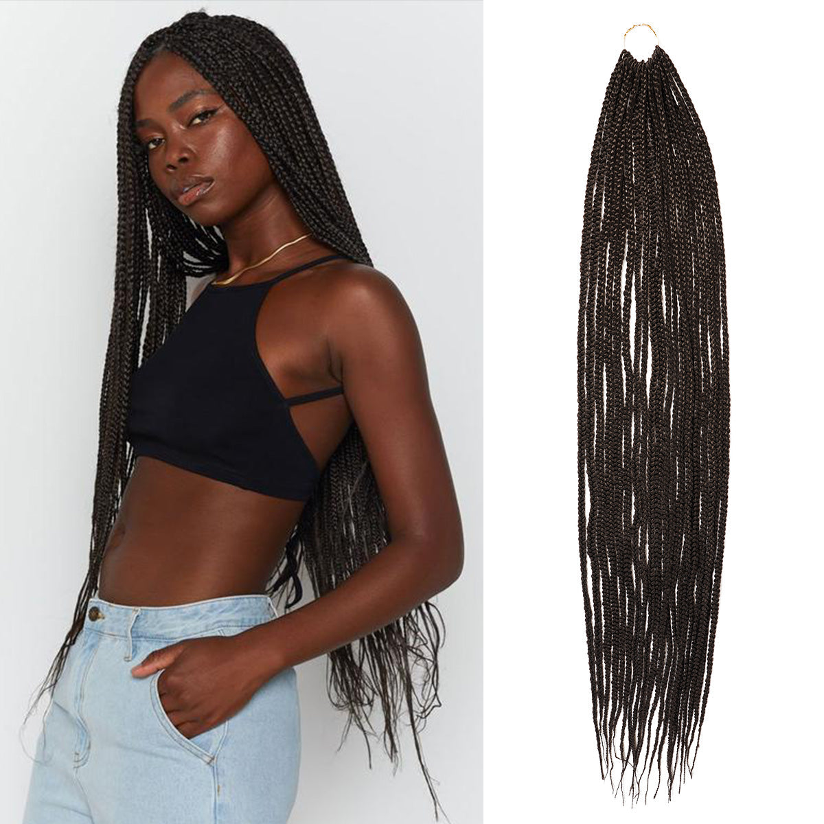 Authentic Synthetic Hair Crochet Braid Pre-Looped Box Braid 38"