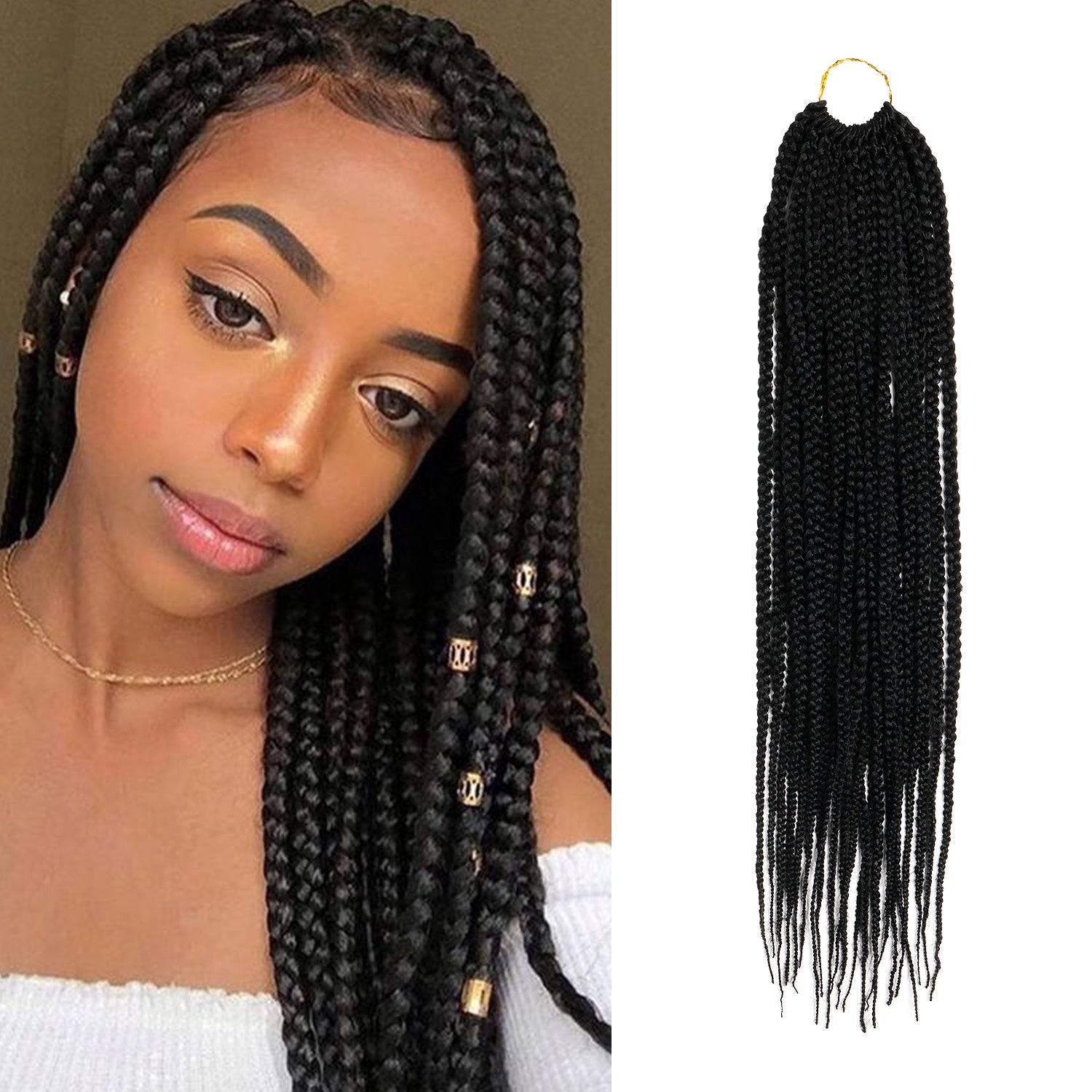 Authentic Synthetic Hair Crochet Braid Pre-Looped Box Braid 22