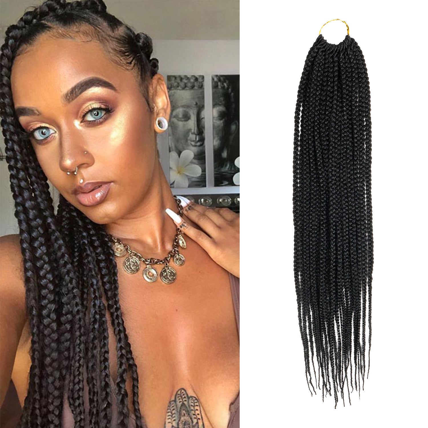 Authentic Synthetic Hair Crochet Braid Pre-Looped Box Braid 22"