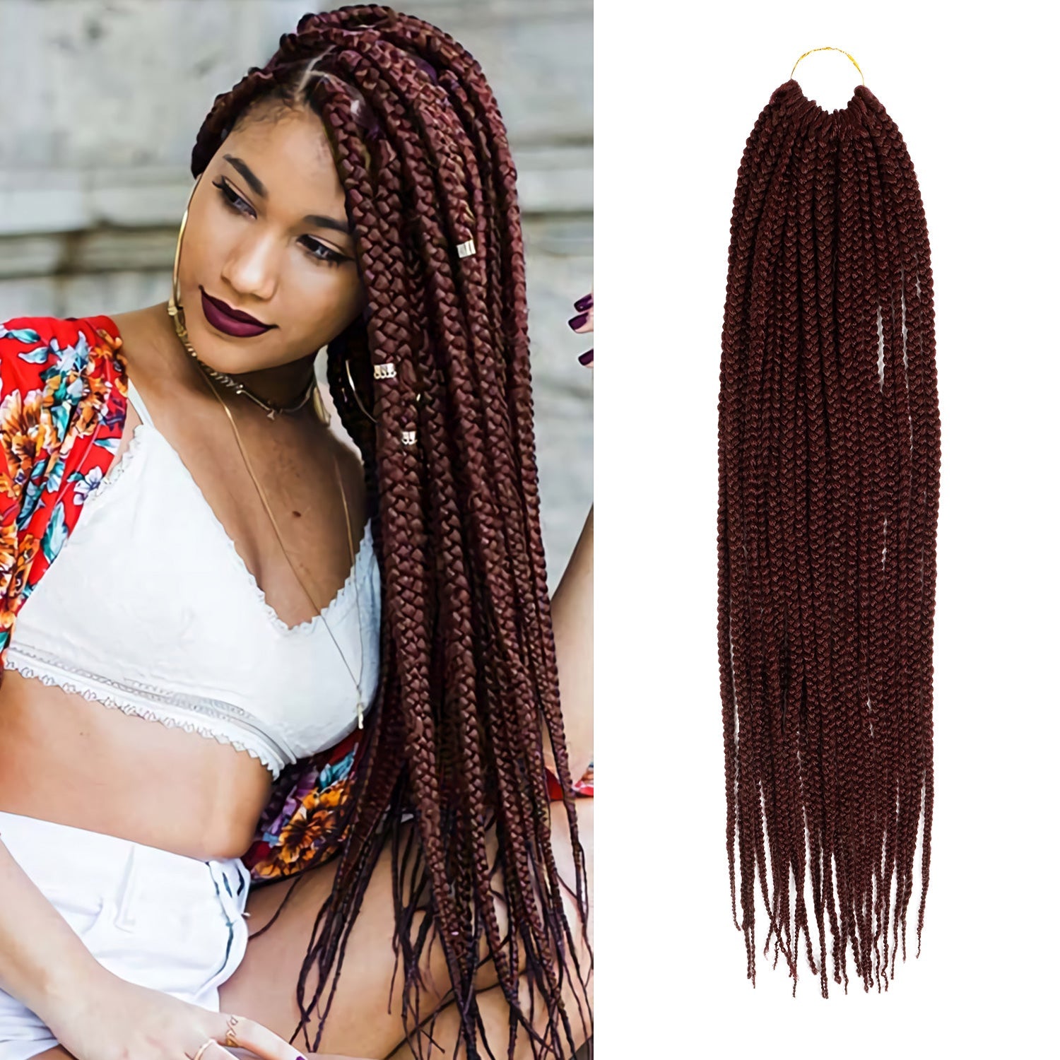 Authentic Synthetic Hair Crochet Braid Pre-Looped Box Braid 22"