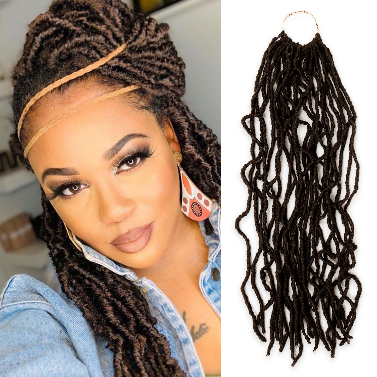 Authentic Synthetic Hair Pre-Looped Distressed Locs 22"