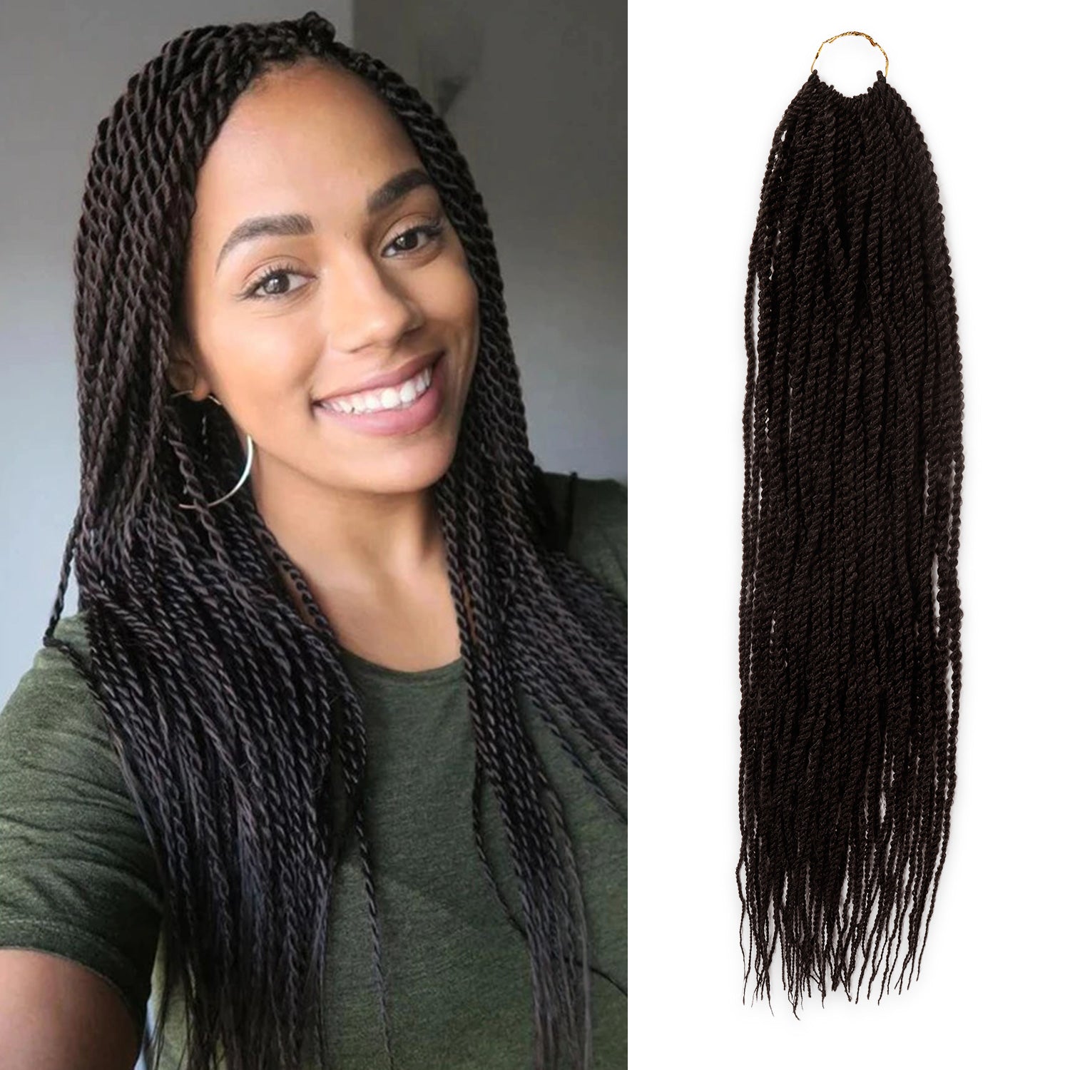 Authentic Synthetic Hair Pre-Looped Senegalese Twist Braid 22
