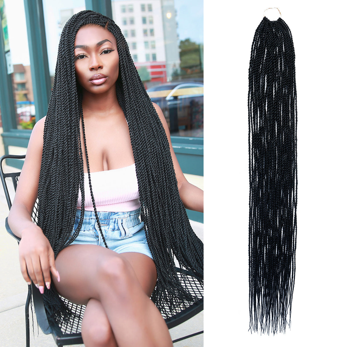 Authentic Synthetic Hair Crochet Braid Pre-Looped Senegalese Twist Braid 38"