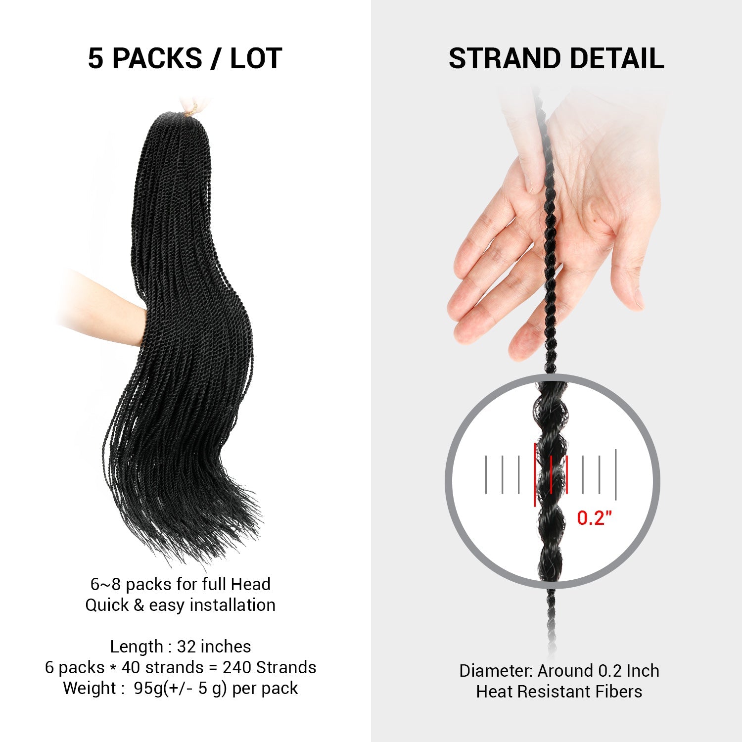Authentic Synthetic Hair Crochet Braid Pre-Looped Senegalese Twist Braid 32"