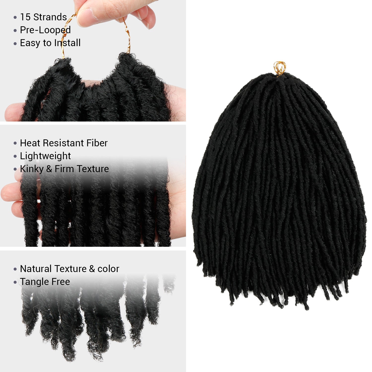 Authentic Synthetic Hair Pre-Looped U Loc Dreadloc Straight 18"