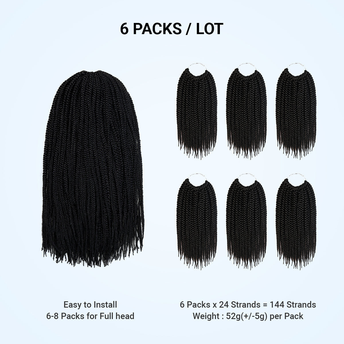 Authentic Synthetic Hair Crochet Braid Pre-Looped Box Braid 12"
