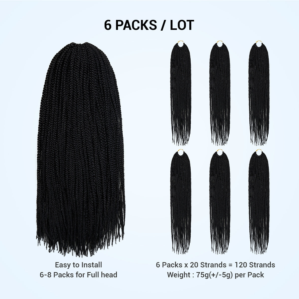 Authentic Synthetic Hair Crochet Braid Pre-Looped Box Braid 22"