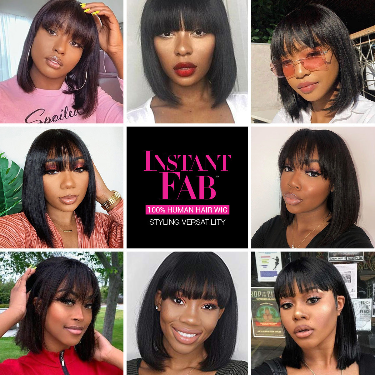 Human Hair, Wig, Medium, Bob