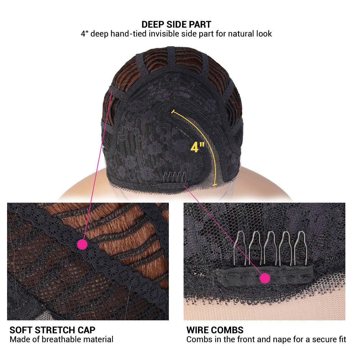 Introducing our medium asymmetrical bob straight lace front wig! Designed for black women, this wig features a deep side part for a natural-looking hairline. Made with high heat-resistant synthetic fibers, it's easy to style and maintain. Perfect for any occasion, this wig is a must-have for a style change. Shop now for ultimate style and sophistication!